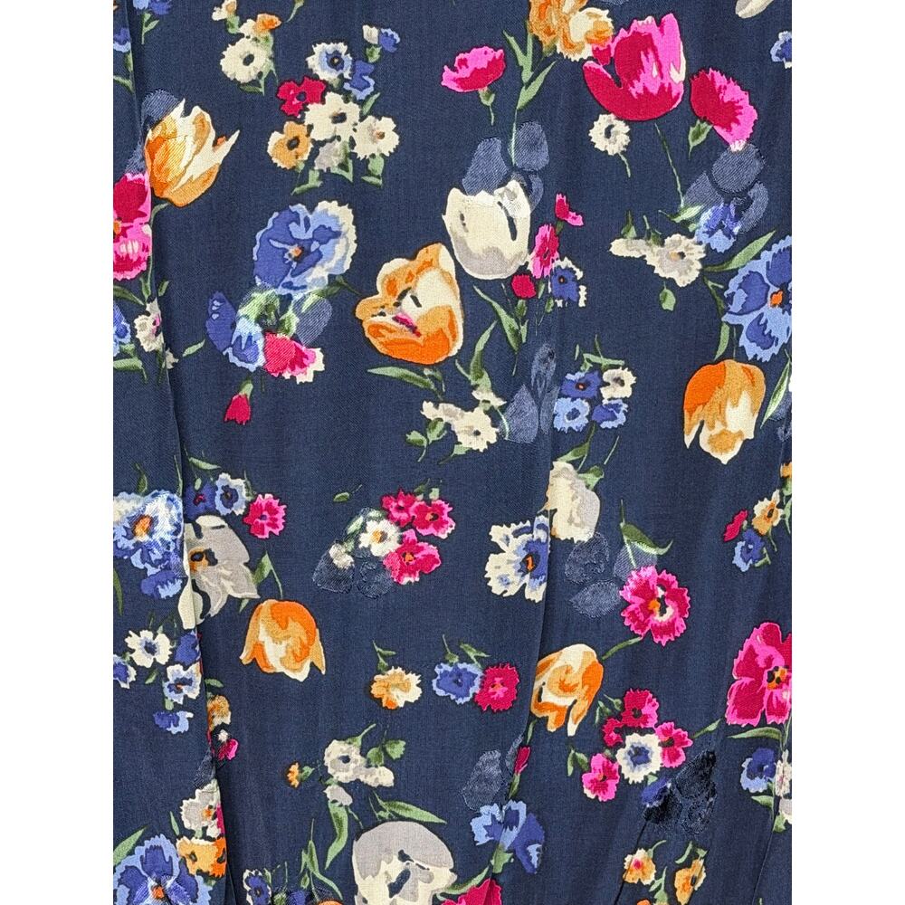 Lauren Ralph Lauren Shianete Floral Faux-Wrap Peplum Blouse Navy Floral Women L - Picture 14 of 14